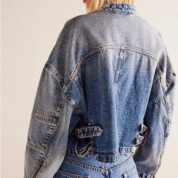 Free People/ We The Free Dia Denim Blue Jean Jacket Size X-Small and Large - Picture 4 of 12